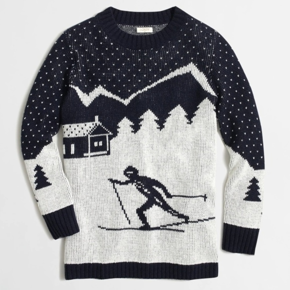 J. Crew Intarsia Novelty Knit Skit Winter Sweater